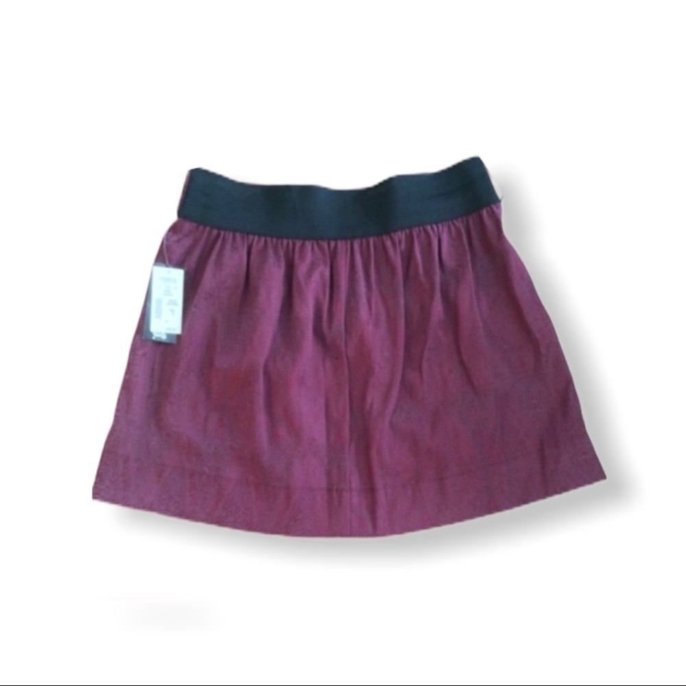 Shooshy Medium Wine Colored Miniskirt Wide Band Elastic Waist